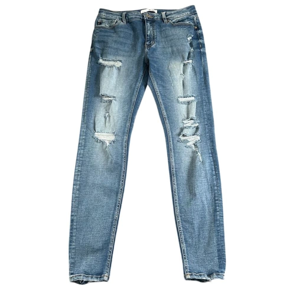 KanCan Skinny Jeans Women's Size 11/29 Light Blue Denim Distressed Ripped Pants