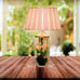 table lamp, glass lamp, retro table lamp, pleated lampshade, handmade lamp