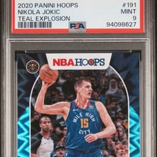 2020 Panini Hoops Nikola Jokic Teal Explosion #191 PSA 9 MINT, POP 2