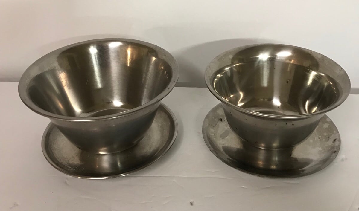 2 Shrimp Cocktail Sauce Bowls Leonard’s 18/8 Stainless Denmark Dish