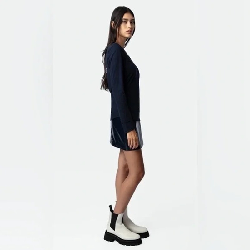 NIB Zadig & Voltaire Ride Chelsea Semy-Shiny Boot Ice Sz:FR39/US8 648