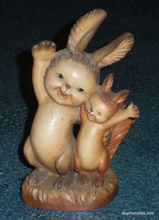 6 Anri Ferrandiz Carved Wood Greetings Rabbit & Squirrel Figurine - GIFT!