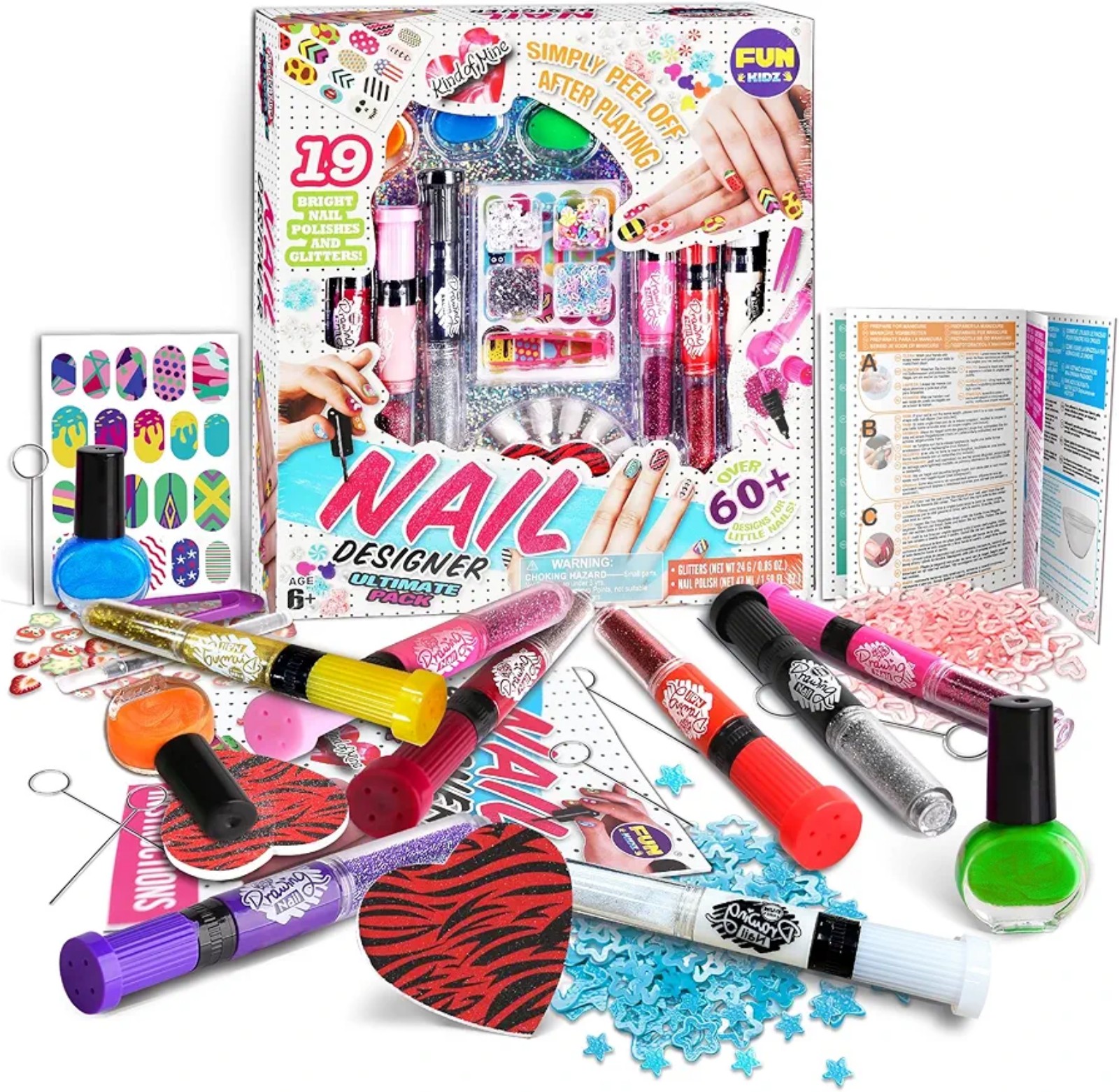 Nail Polish Pens Kit for Girls Ages 7-12, FunKidz Nail Pen Combo Kit Teen Gift P