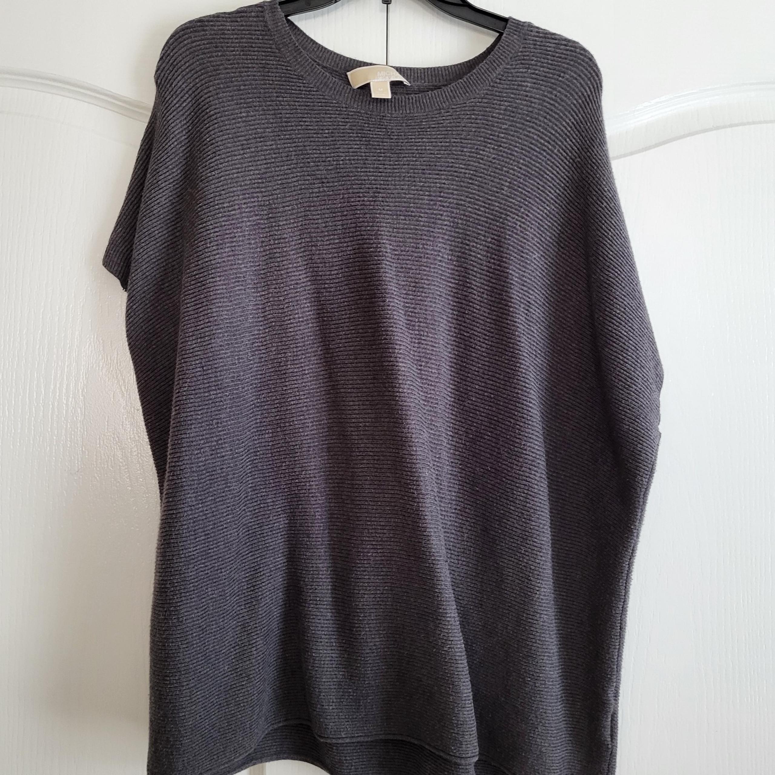 MICHAEL KORS Poncho Knit sweater short sleeve grey size M