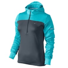 NIKE Gray Blue Dri-Fit Half-Zip Fleece Pullover Running Active Hoodie Size Large