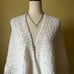 Vintage White Crochet Sweater Shawl Wrap Long Fringe 70s Boho Hippie Grandma