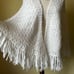Vintage White Crochet Sweater Shawl Wrap Long Fringe 70s Boho Hippie Grandma