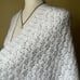 Vintage White Crochet Sweater Shawl Wrap Long Fringe 70s Boho Hippie Grandma