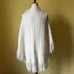 Vintage White Crochet Sweater Shawl Wrap Long Fringe 70s Boho Hippie Grandma