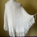Vintage White Crochet Sweater Shawl Wrap Long Fringe 70s Boho Hippie Grandma
