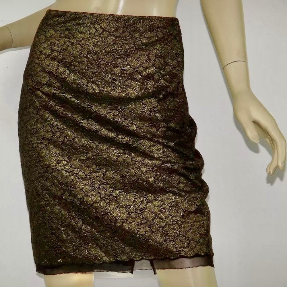 ANN TAYLOR METALLIC LACE OVERLAY SKIRT Size6 NWT