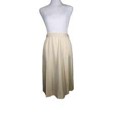 Ralph Lauren Women's Vintage Linen Pleated Skirt Size 6 Cream