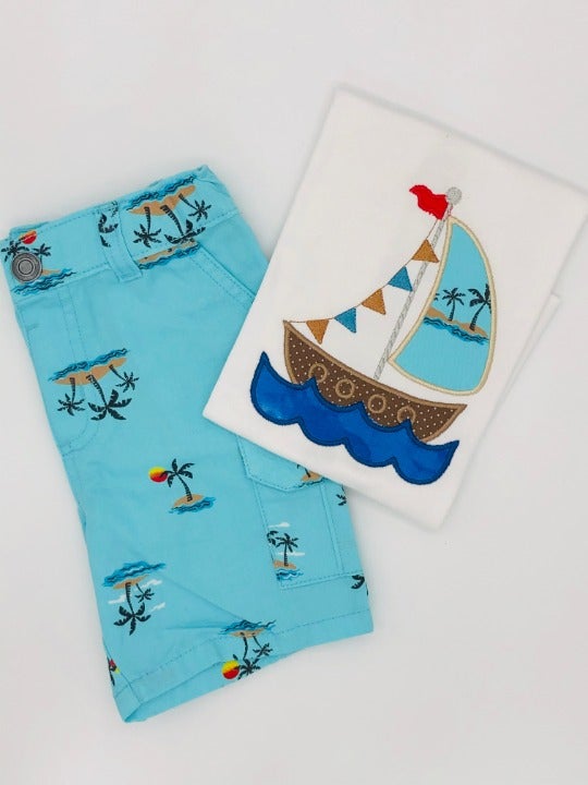 Boys Sailboat with Water Shirt
