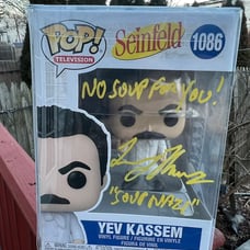Autographed Larry Thomas The Soup Nazi Funko pop. “No soup for you “. With JSA C