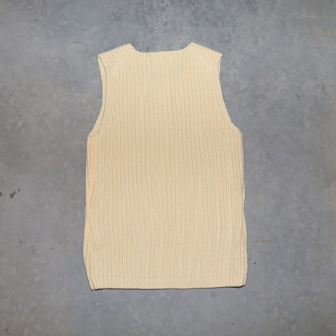Vintage Preppy Yellow Cable Knit Vest Preppy Style Sleeveless Top Size Small