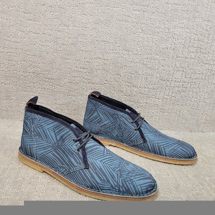 Michael Bastian Men's Size 9 Fashion Blue Leaf Canvas Stitchout Chukka Boots