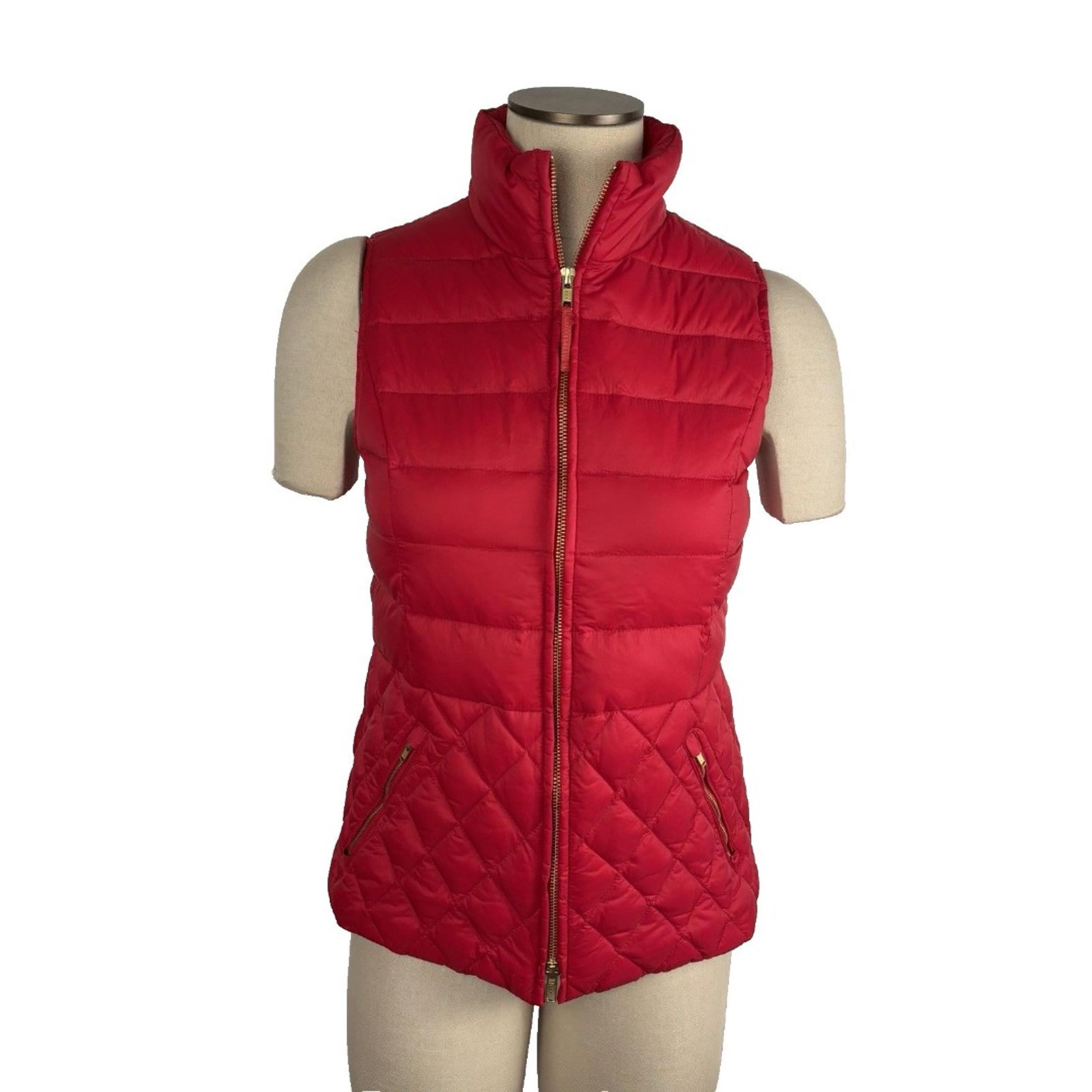 Talbots Vest Size XS Down Puffer Red Full Zip Pockets Quilted Insulated Classic