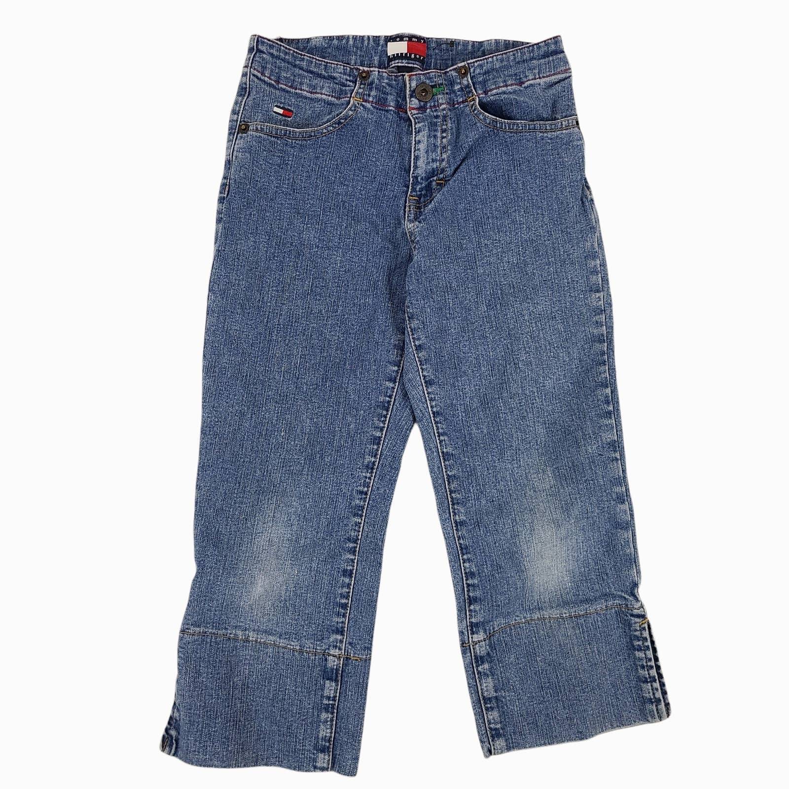 Tommy Hilfiger Jeans Split Hem Box Logo Medium Wash Girls 8