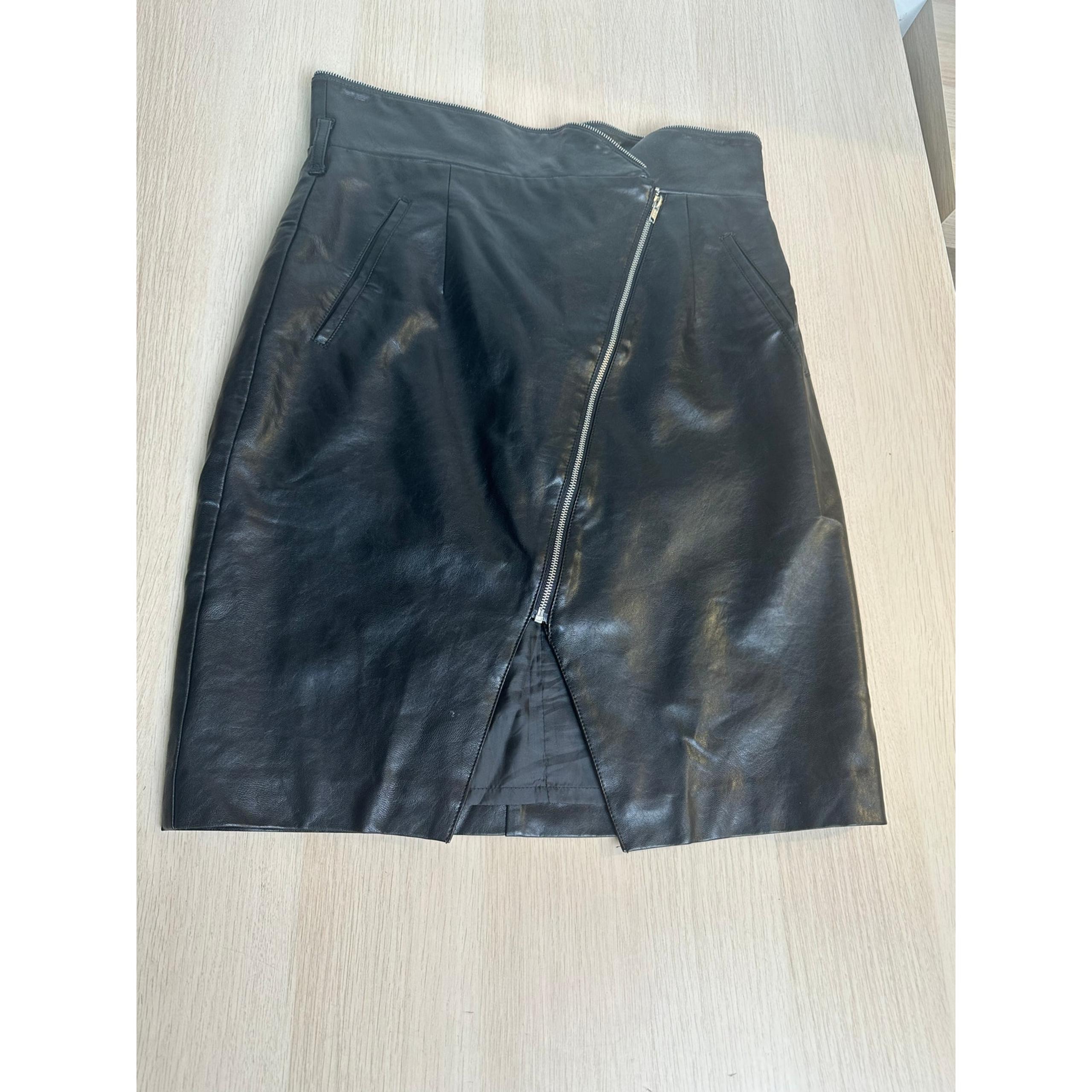 Black Leather Skirt - Size S