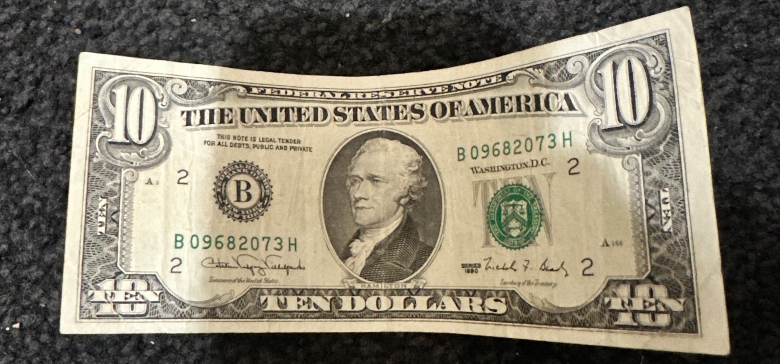 1990 Ten Dollar Bill