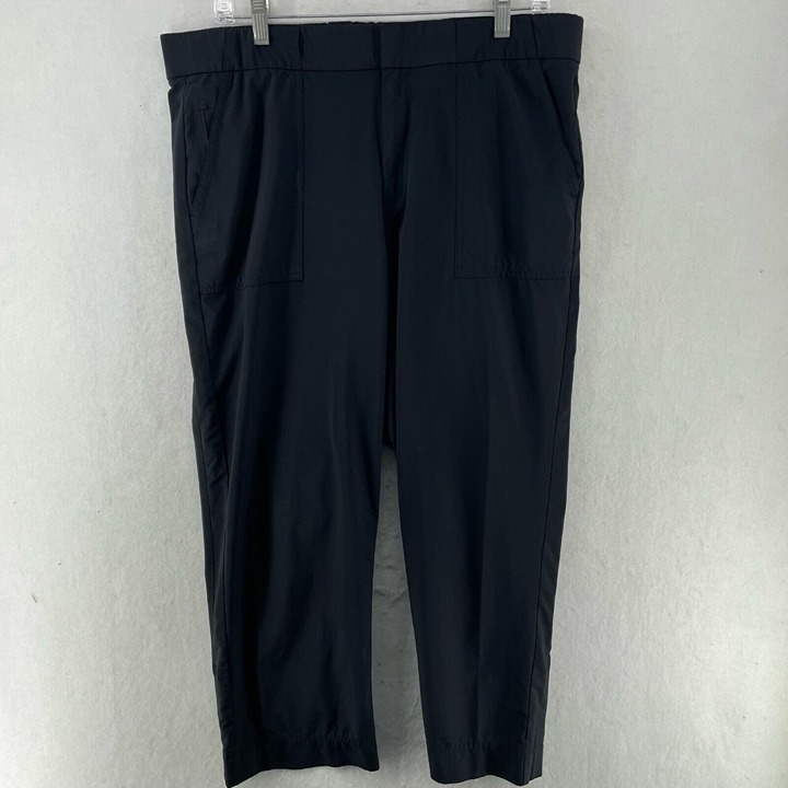 Athleta Ankle Pants Women's Sz 14 Black High-Rise Straight Leg Stretch Athletic