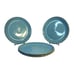 MCM Harkerware Blue Mist Speckled Stone China Oven Proof Dinner Plates Set-4 HTF