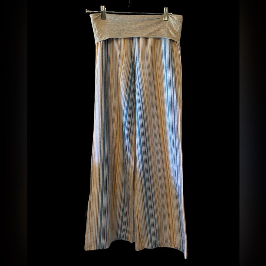 Hailey & Co. Women’s linen stripe beach pants, palazzo pants, boho NWOT size S