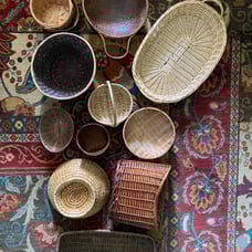 Vintage wicker basket wall