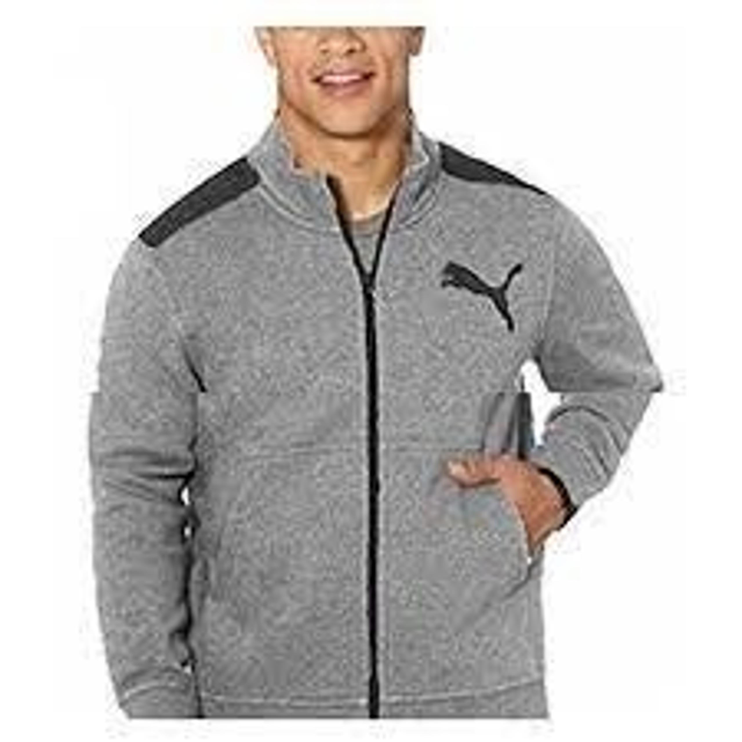 Puma Mens Fleece Full Zip Track Jacket in Medium Gray Heather New With Tags