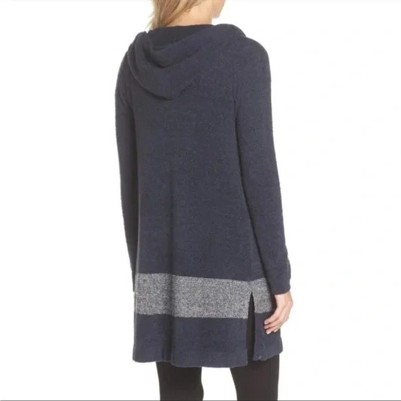 NWOT Barefoot Dreams Cozy Chic Lite Coastal Hooded Cardigan Blue XS/SMSRP $125