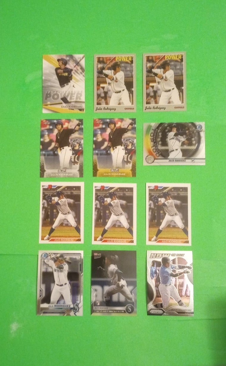 12 RC LOT JULIO RODRIGUEZ ROOKIE CARD REFRACTOR BOWMAN CHROME GOLD TOPPS PRIZM !