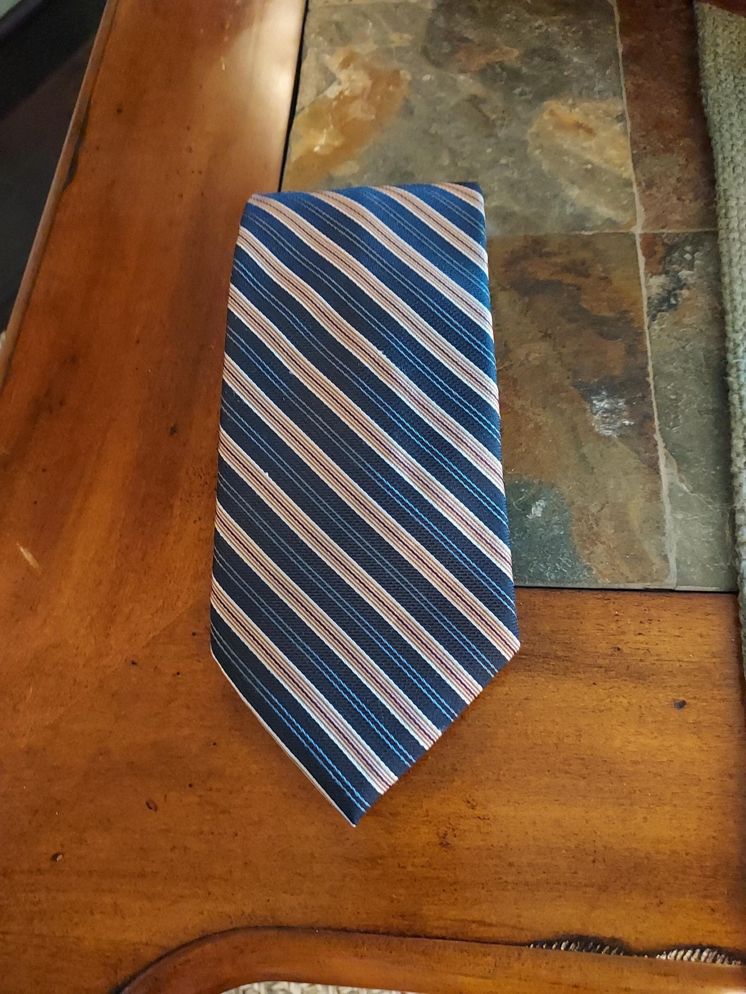 Claiborne Black/Navy/Gold Striped Men's Tie