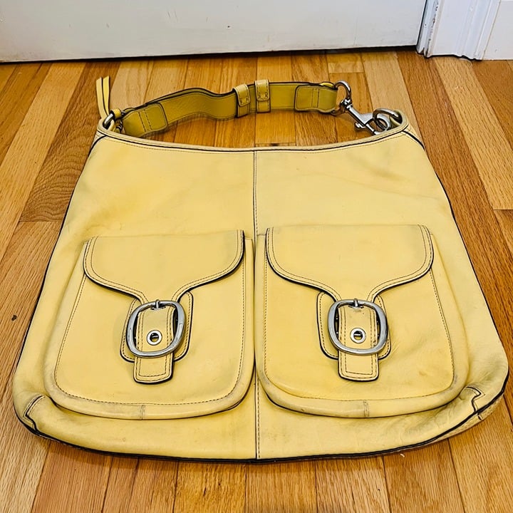 Authentic Vintage Coach Yellow Leather Shoulder Bag M0893-F13356