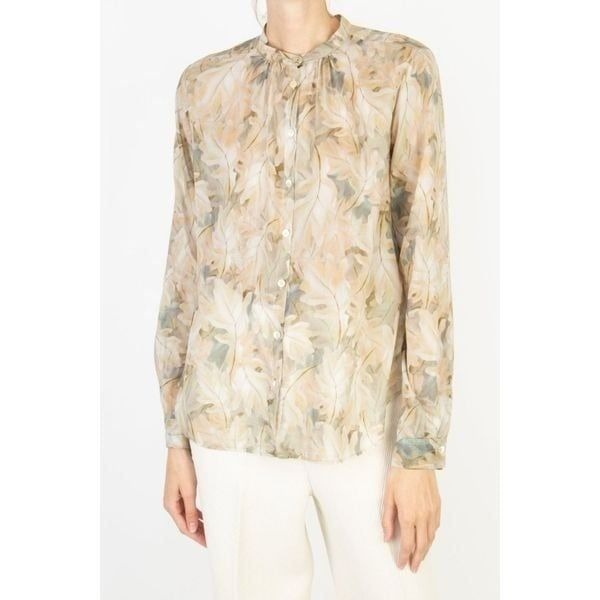 Forte Forte Caress Du Bois Print Cotton Silk Voile Grandfather Shirt in Honey