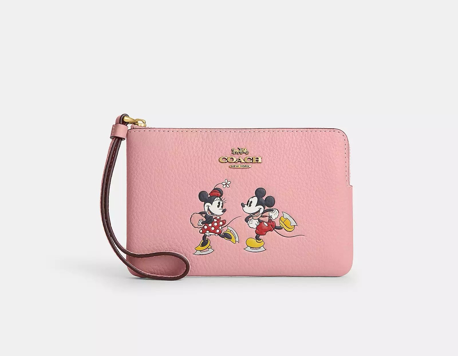 Disney X Coach Corner Zip Wristlet With Ice Skate Motif