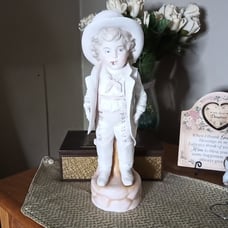 Vintage German Bisque Porcelain Large Victorian Boy w/Cigar Early 1900's