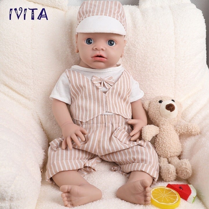 IVITA 18''Reborn Baby Doll Lifelike Full Body Silicone Doll Infant Boy Newborn