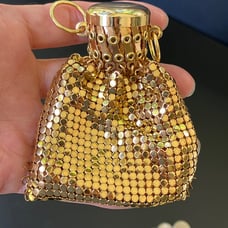 Whiting & Davis Gold Mesh Accordion Top Coin Purse/Beggars Bag
