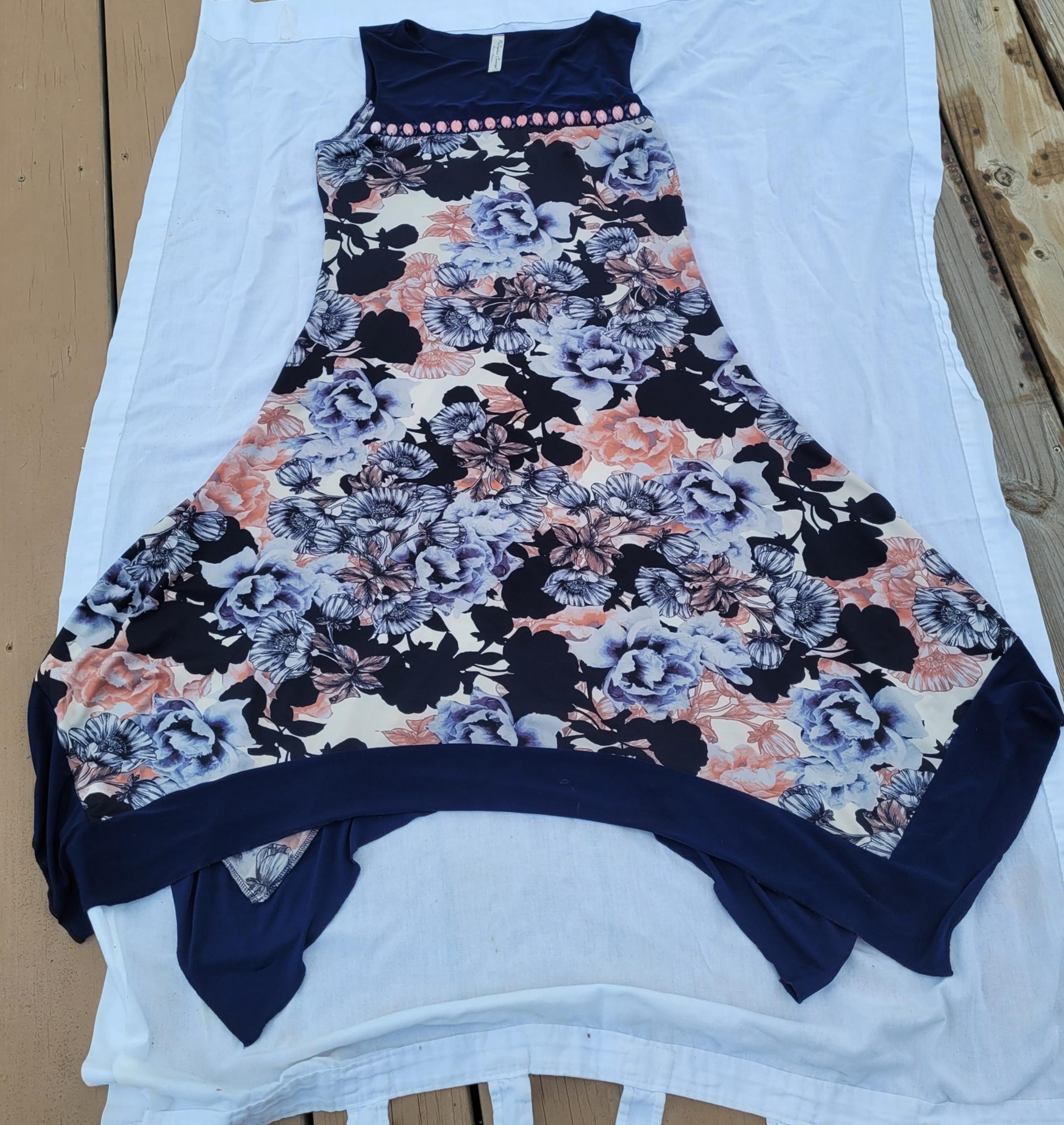 PerSeption Concept Sz L Women Multicolor Floral Asymmetrical Hem Dress