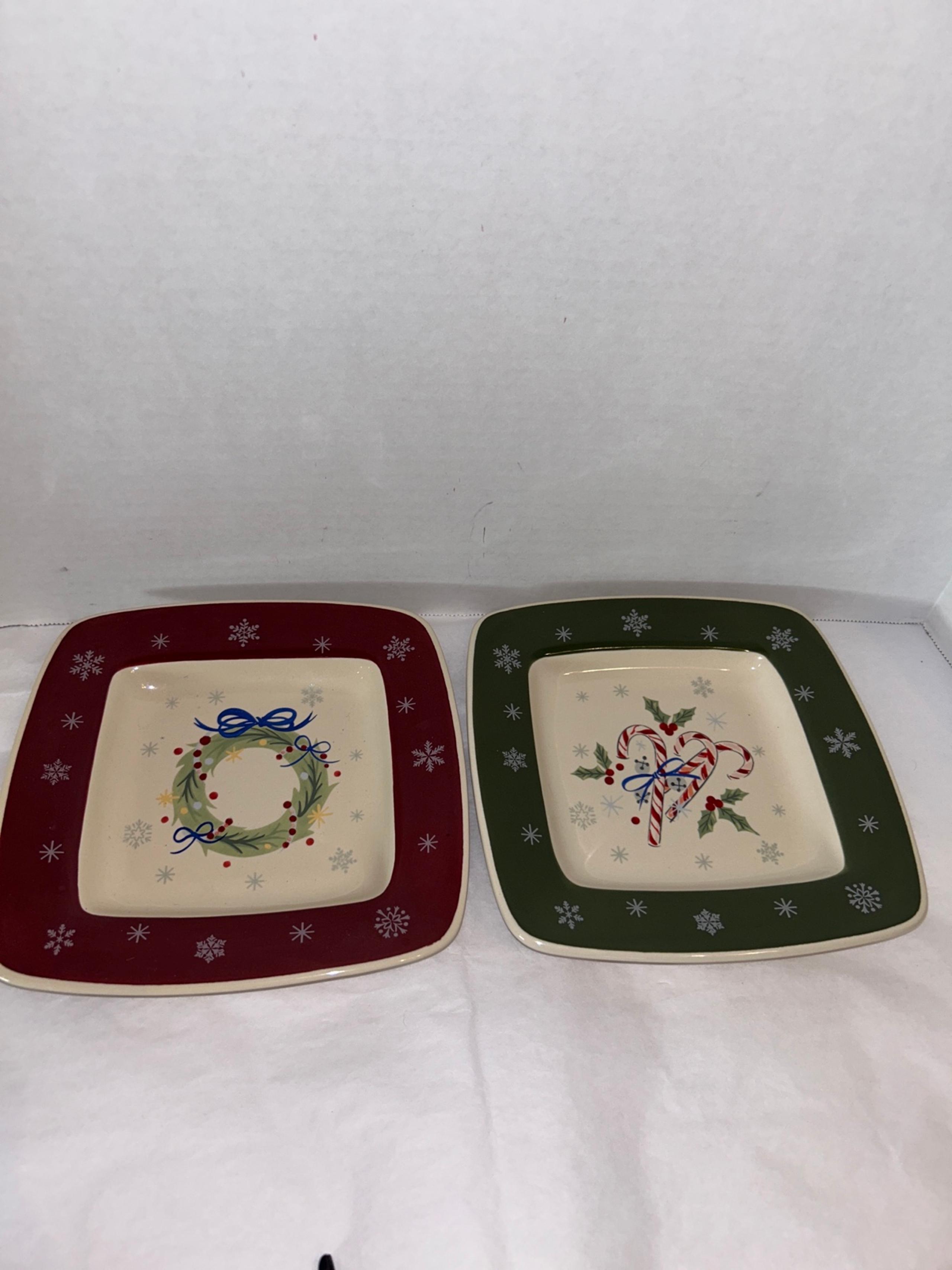 Longaberger Pottery “All the Trimming” Christmas Plates” (2)