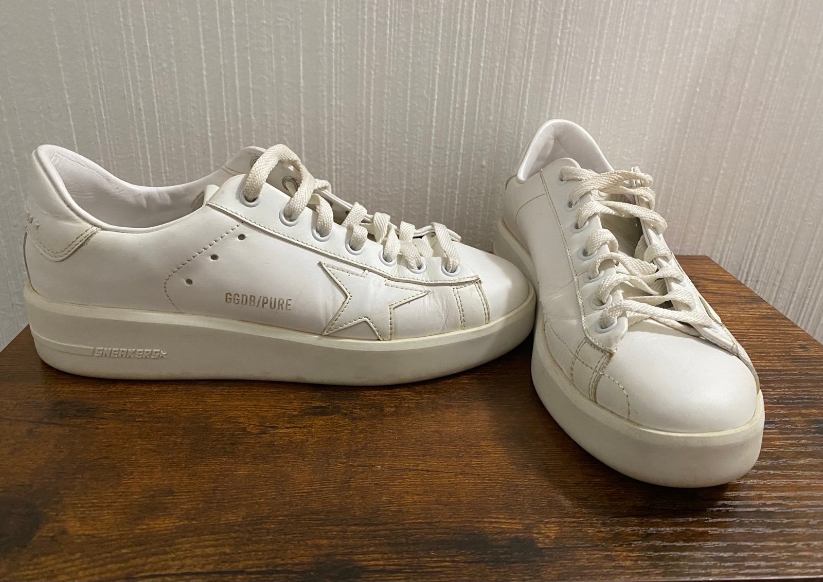 【関税込み】Golden Goose ホワイト Purestar スニーカー GG Pure star 269 in white with leopard heel – shopatanna