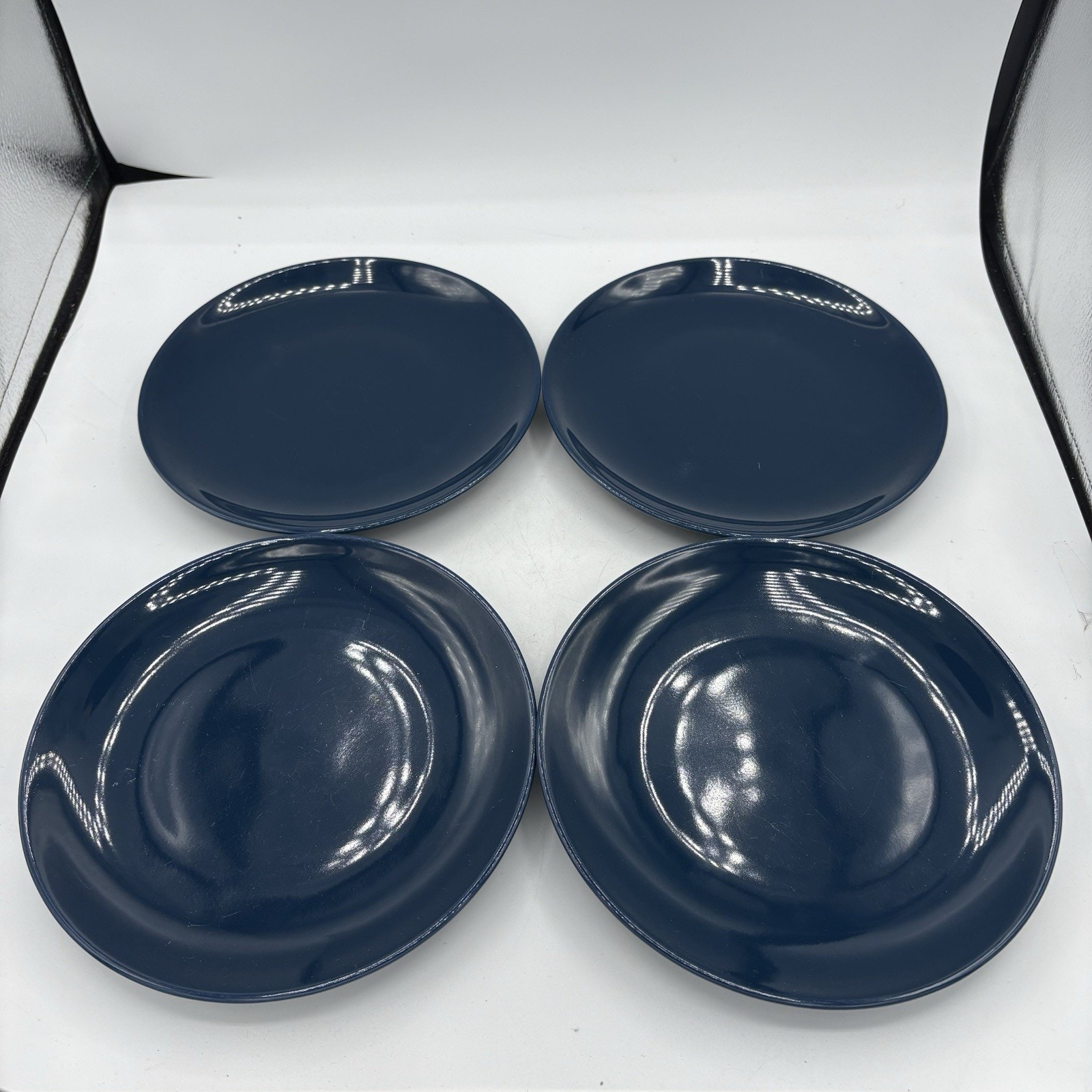 Ikea Salad Plates 8.25 15199 Fargrik Royal Blue Luncheon Lot Set of 4