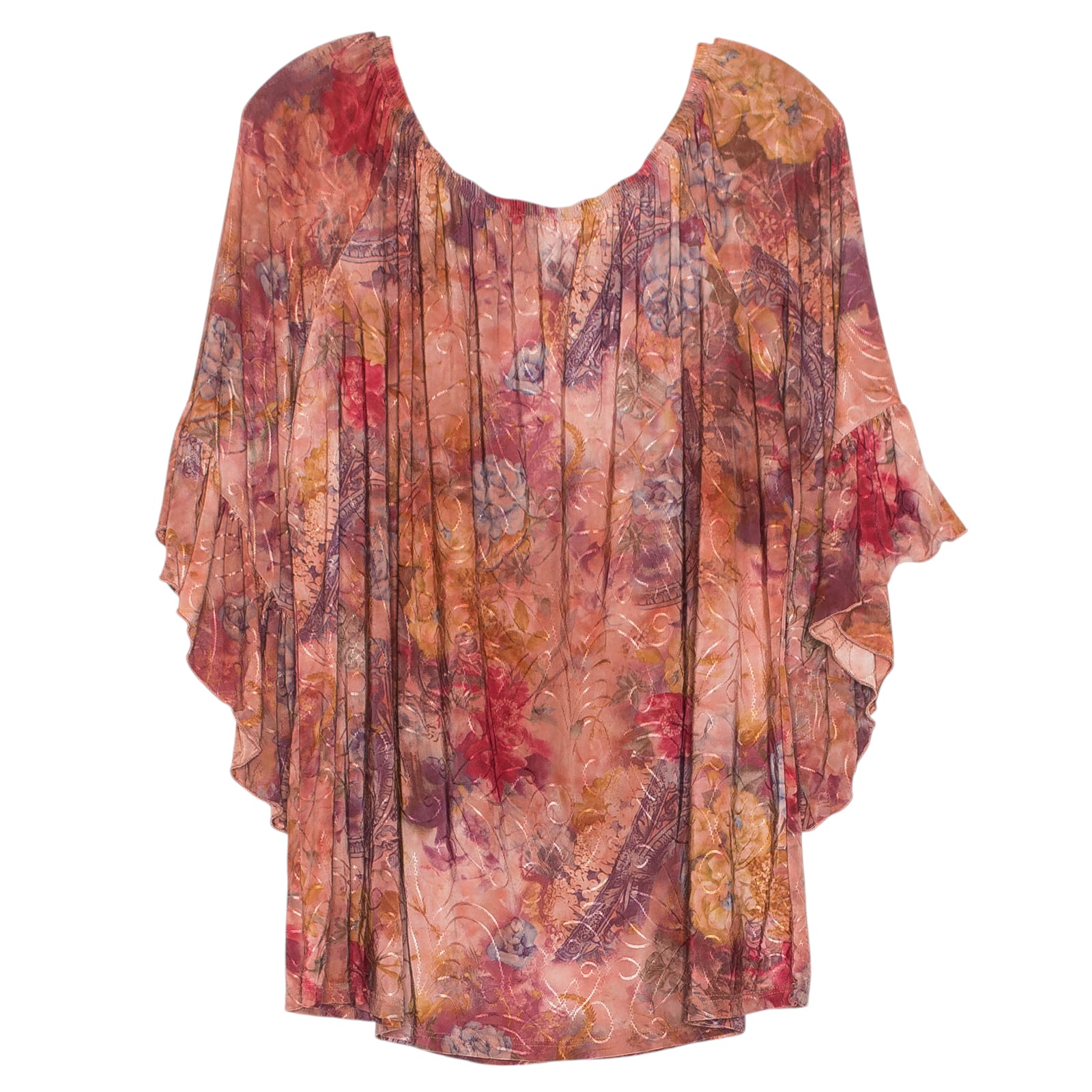 Top Off Shoulder Whimsigoth Fairy Grunge Romantic Feminine Boho Retro Floral 2X