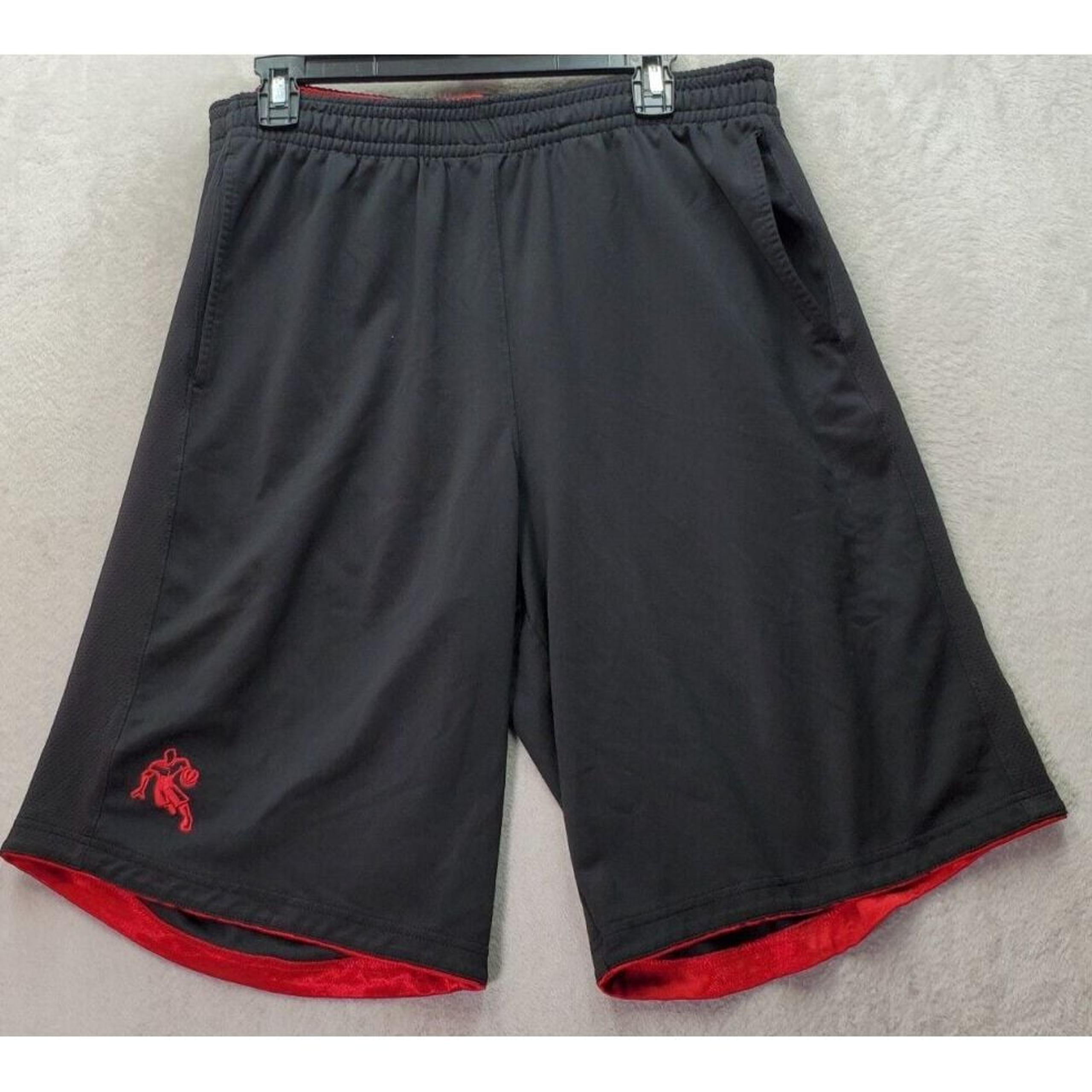 AND1 Activewear Shorts Men's Large Black Mesh Basketball Polyester Elastic Waist