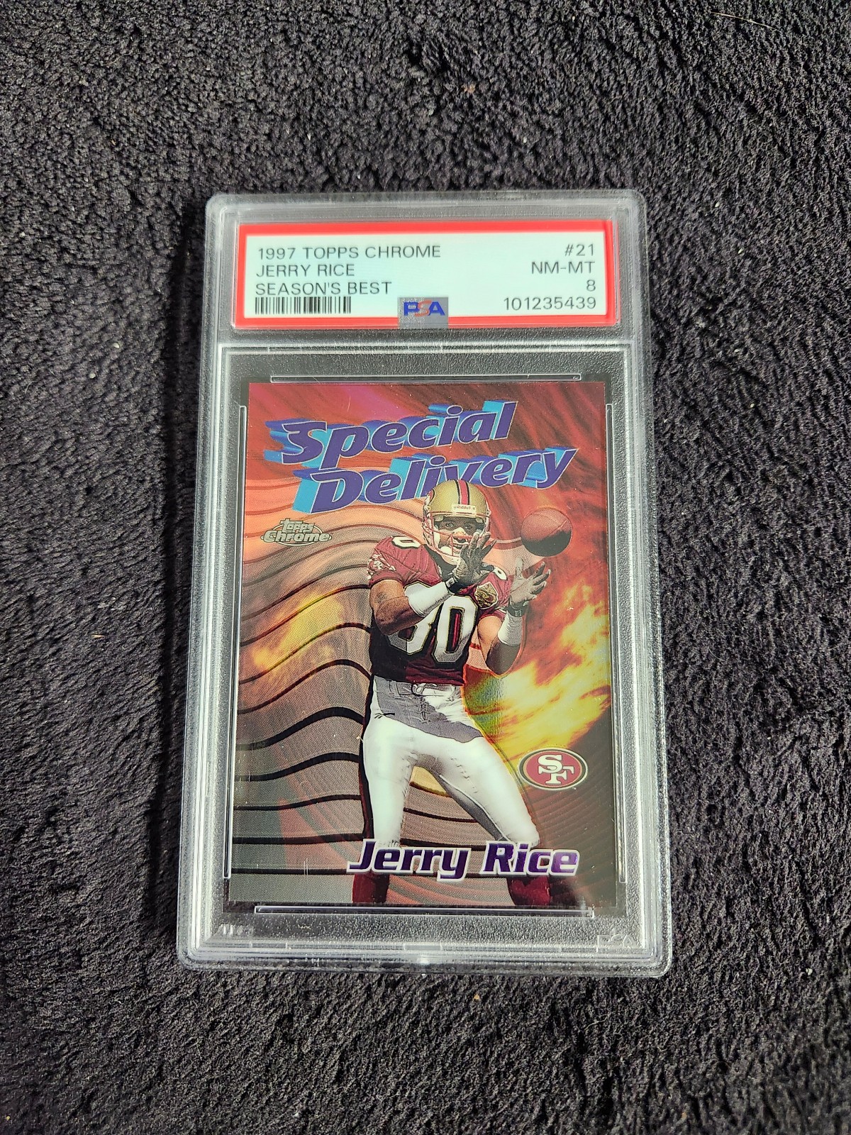 1997 Topps Chrome Jerry Rice Seasons Best Special Delivery PSA Graded NM-MT 8