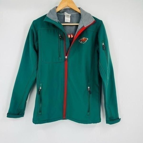 NHL Official Licensed Soft Shell Jacket Minnesota Wild Full Zip Green Mens Small