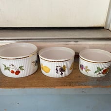 Set of 3 Royal Worcester Evesham Fine Porcelain Soufflé Quiche Baking Dishes