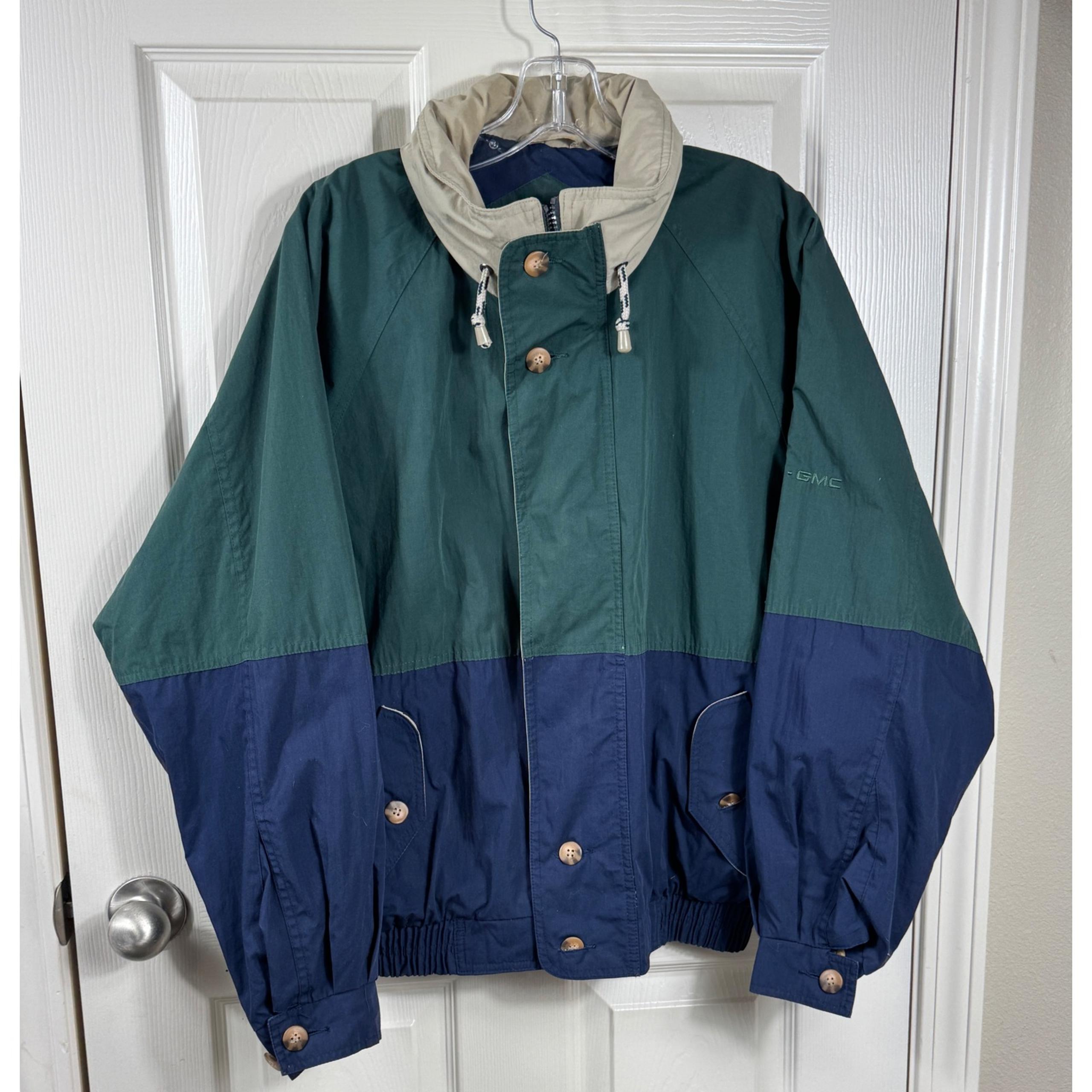Swingster Men M Color Block Windbreaker Jacket Full Zip Button Up Collared Coat