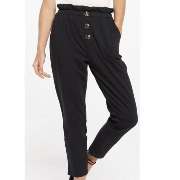 Z Supply French terry Brixton high waist button detail black S joggers