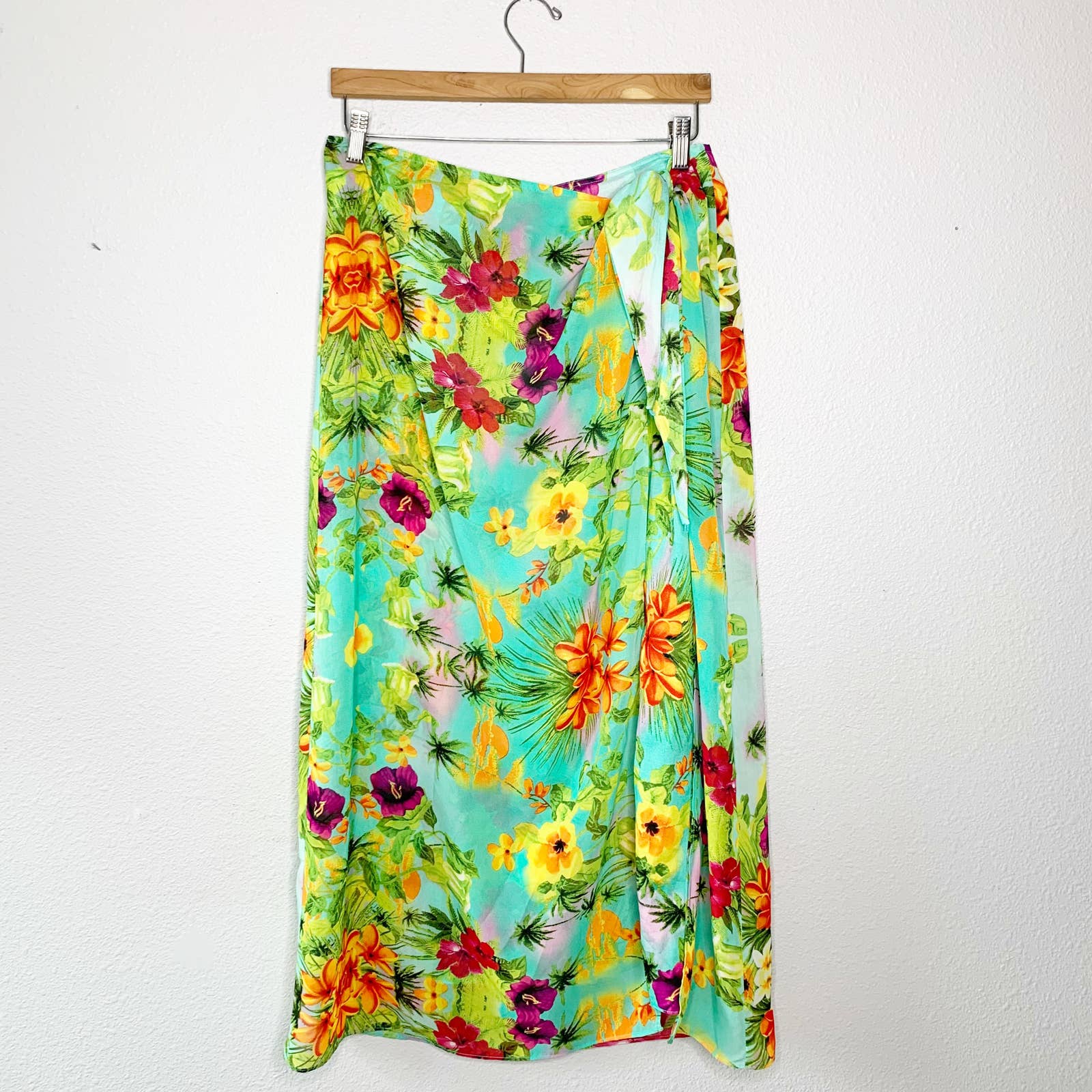 Soft Surroundings Green Floral Skirt M